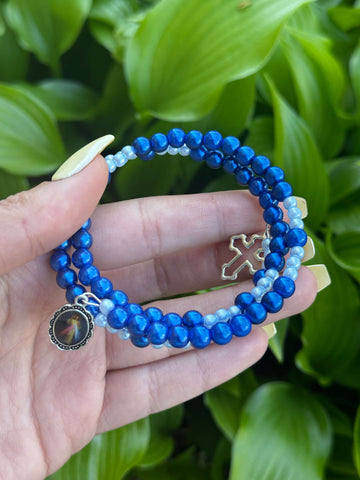 Rosary Bracelet Royal Blue & Silver