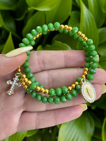 Rosary Bracelet Green & Gold