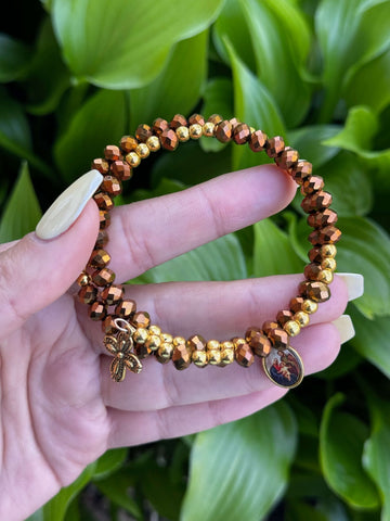 Rosary Bracelet Brown & Gold