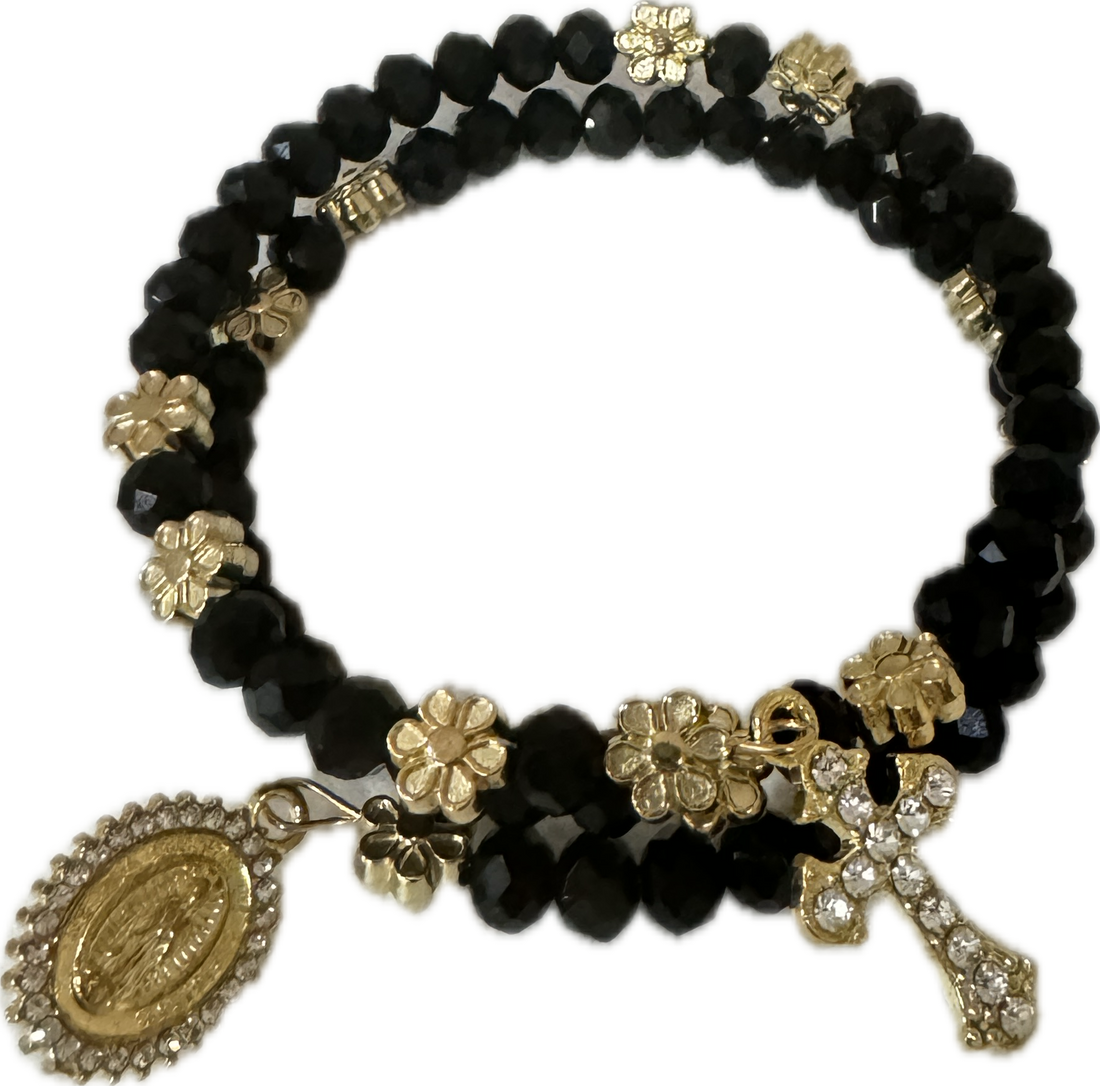 Rosary Bracelet Black & Gold