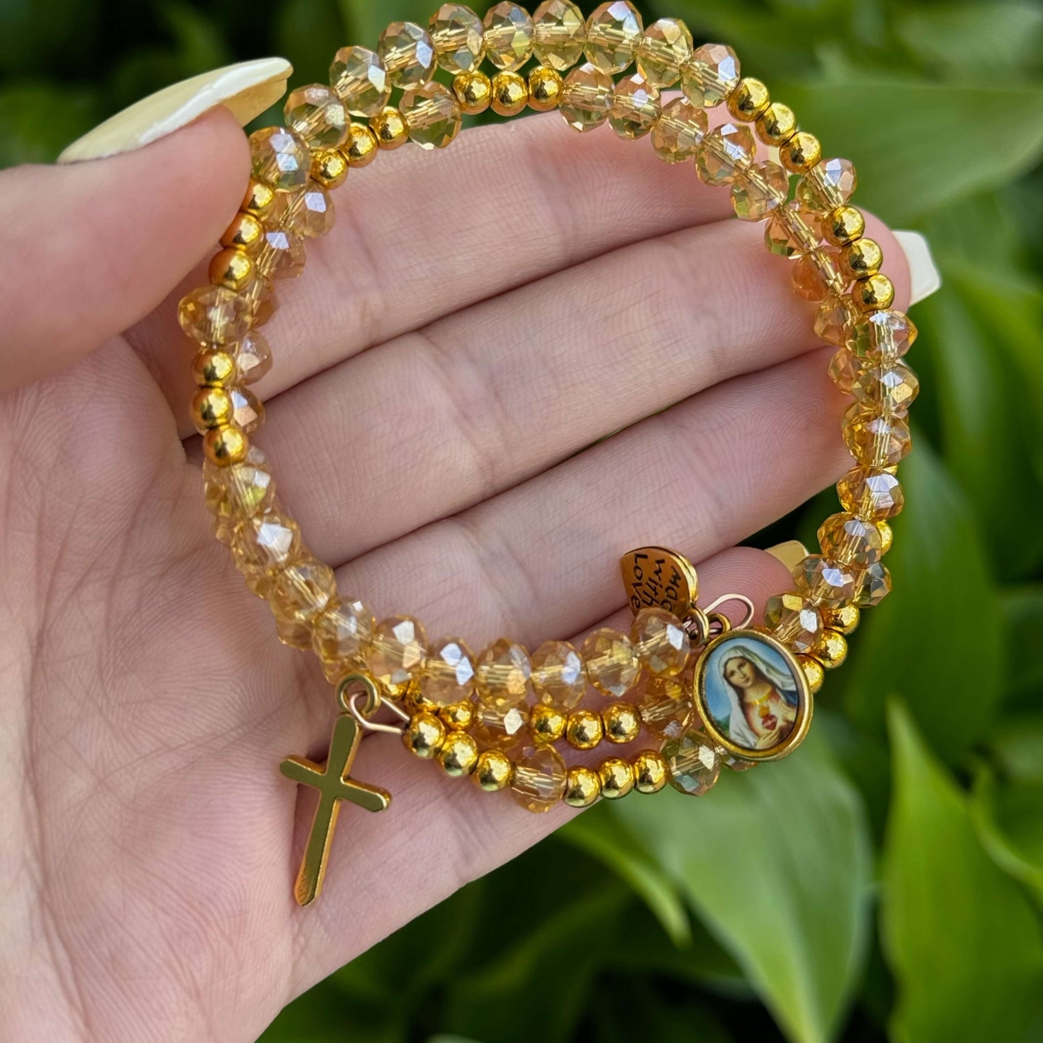 Rosary Bracelet Transparent Gold & Gold